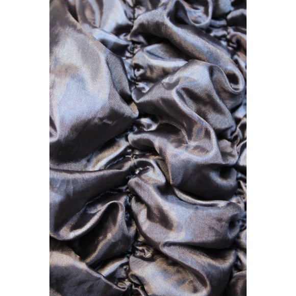 Grey Velvet Knit Reversible Scarf Ruffled Satin Stretch Fringe Goth Victorian - Picture 6 of 7
